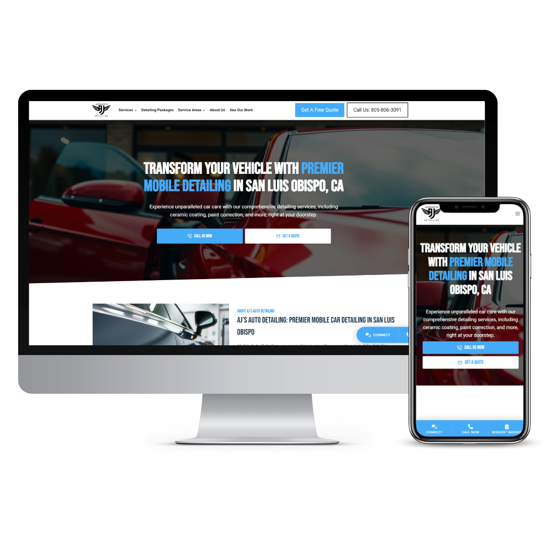Aj’s Auto Detailing website mockup