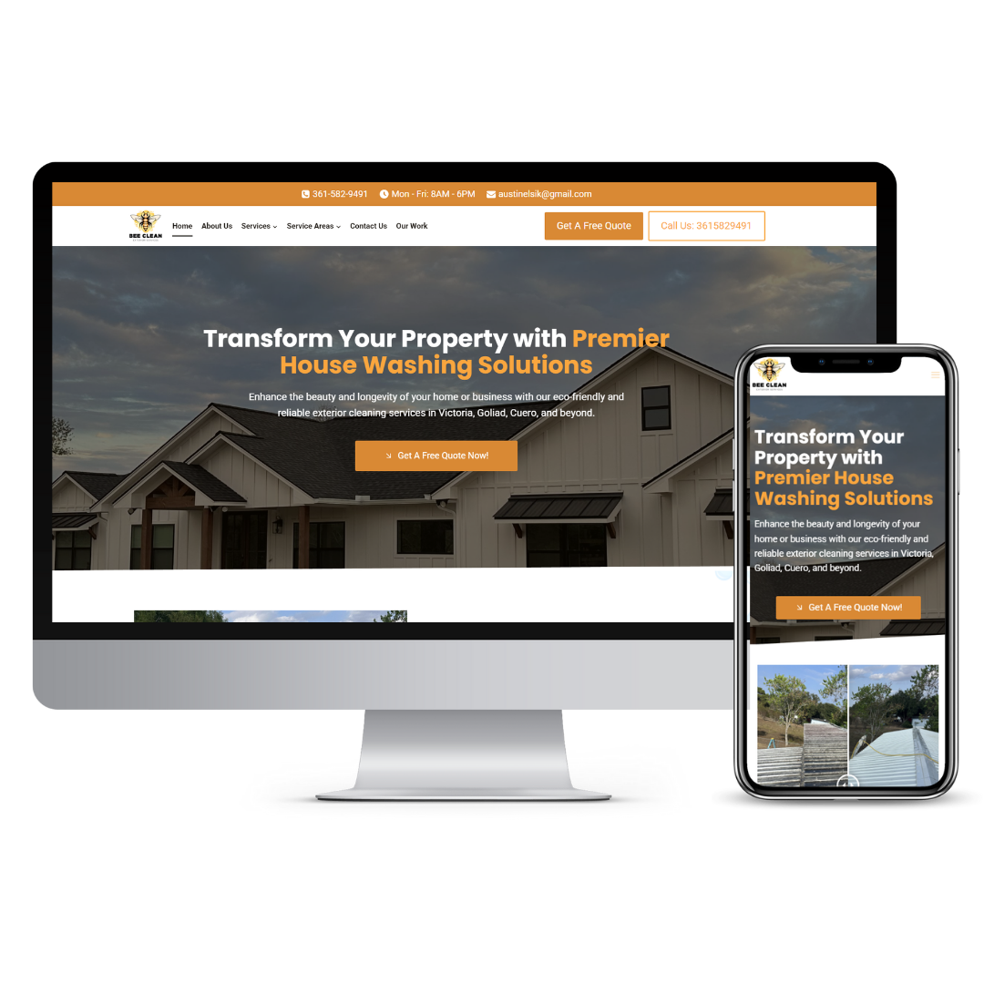 Bee Clean Exterior Home Service website mockup