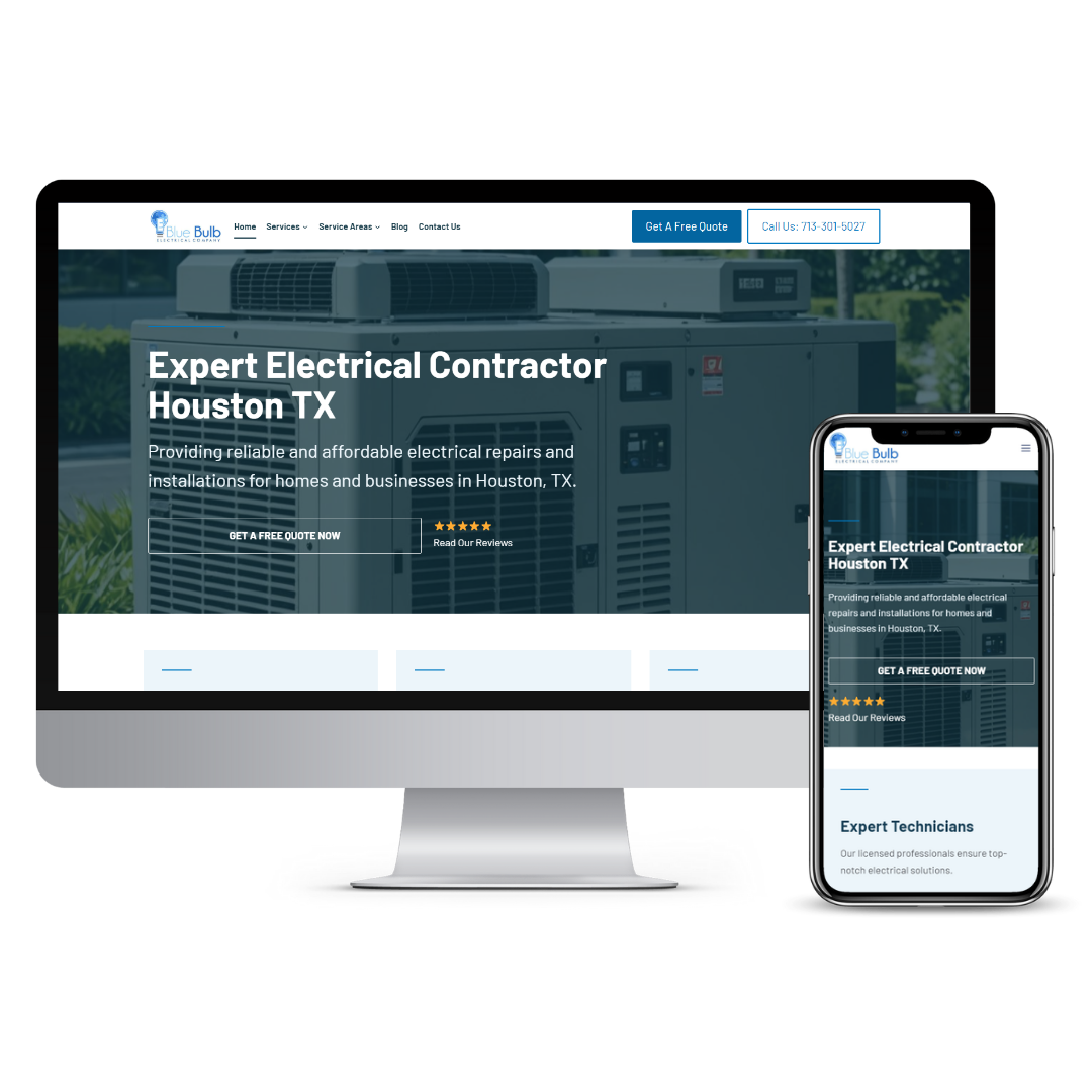 Blue Bulb Electric website mockup