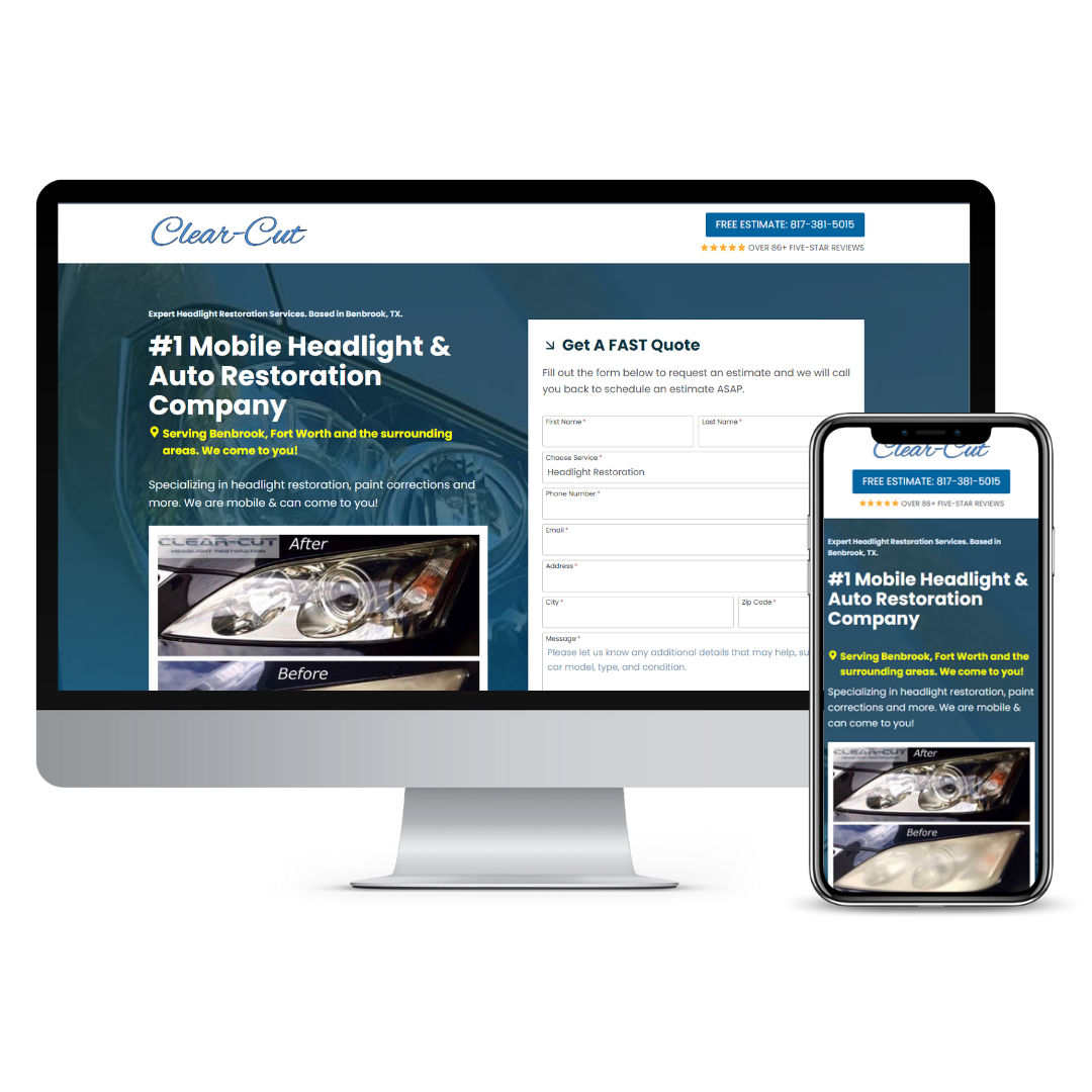 Clear Cut Automotive Restoration website mockup