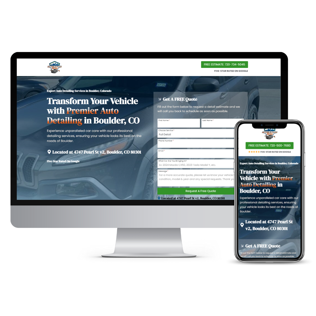 Details Plus Auto Salon website mockup