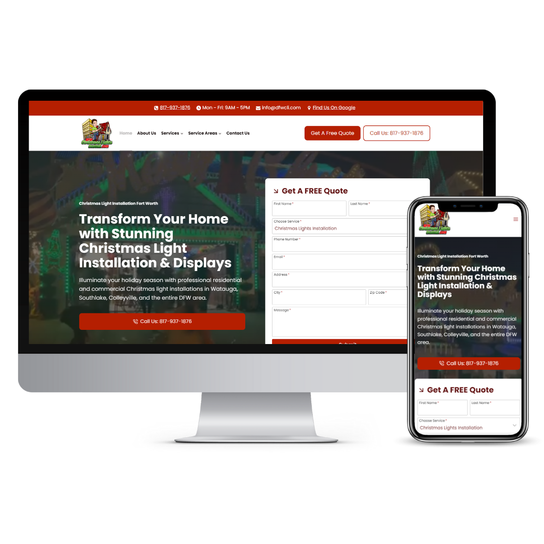 DFW Christmas Light Installs website mockup