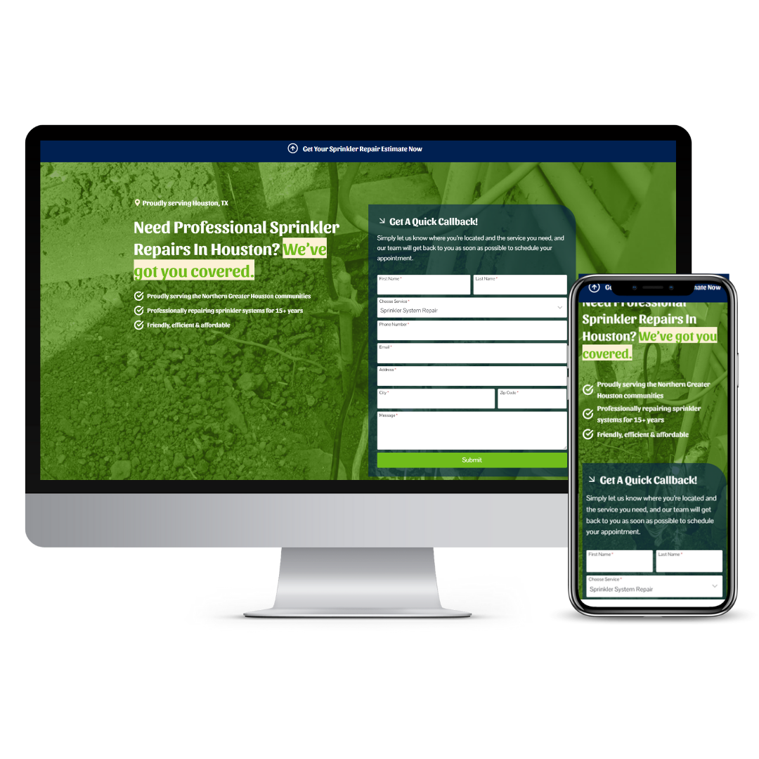 Encore Landscapes website mockup