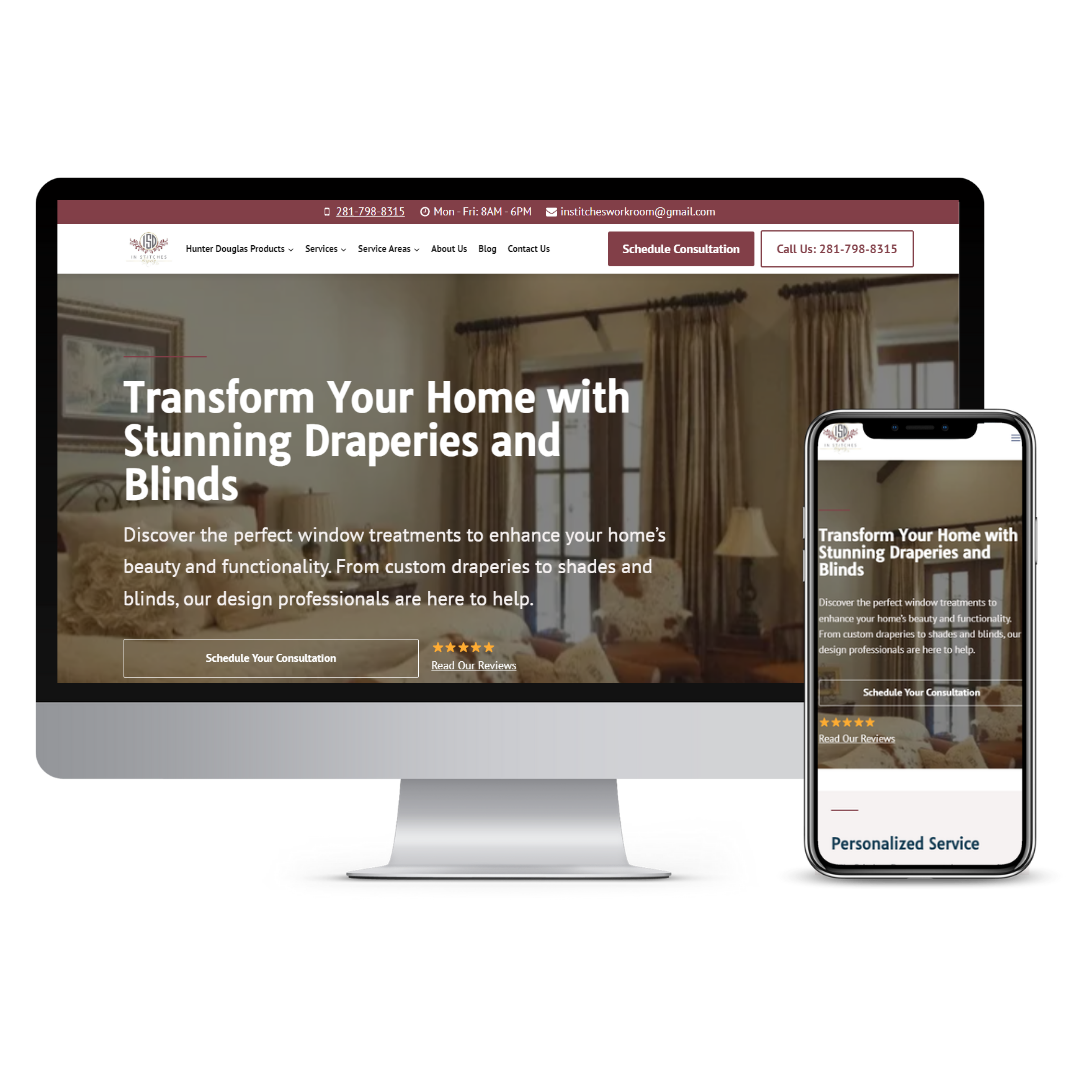 In Stitches Drapery website mockup