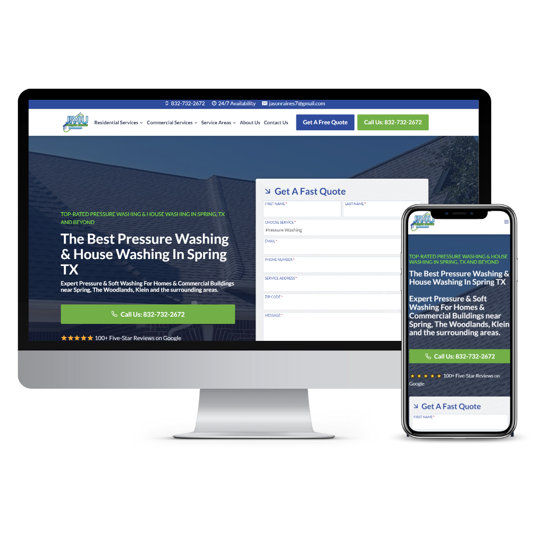 JR4U Pressure Washing website mockup