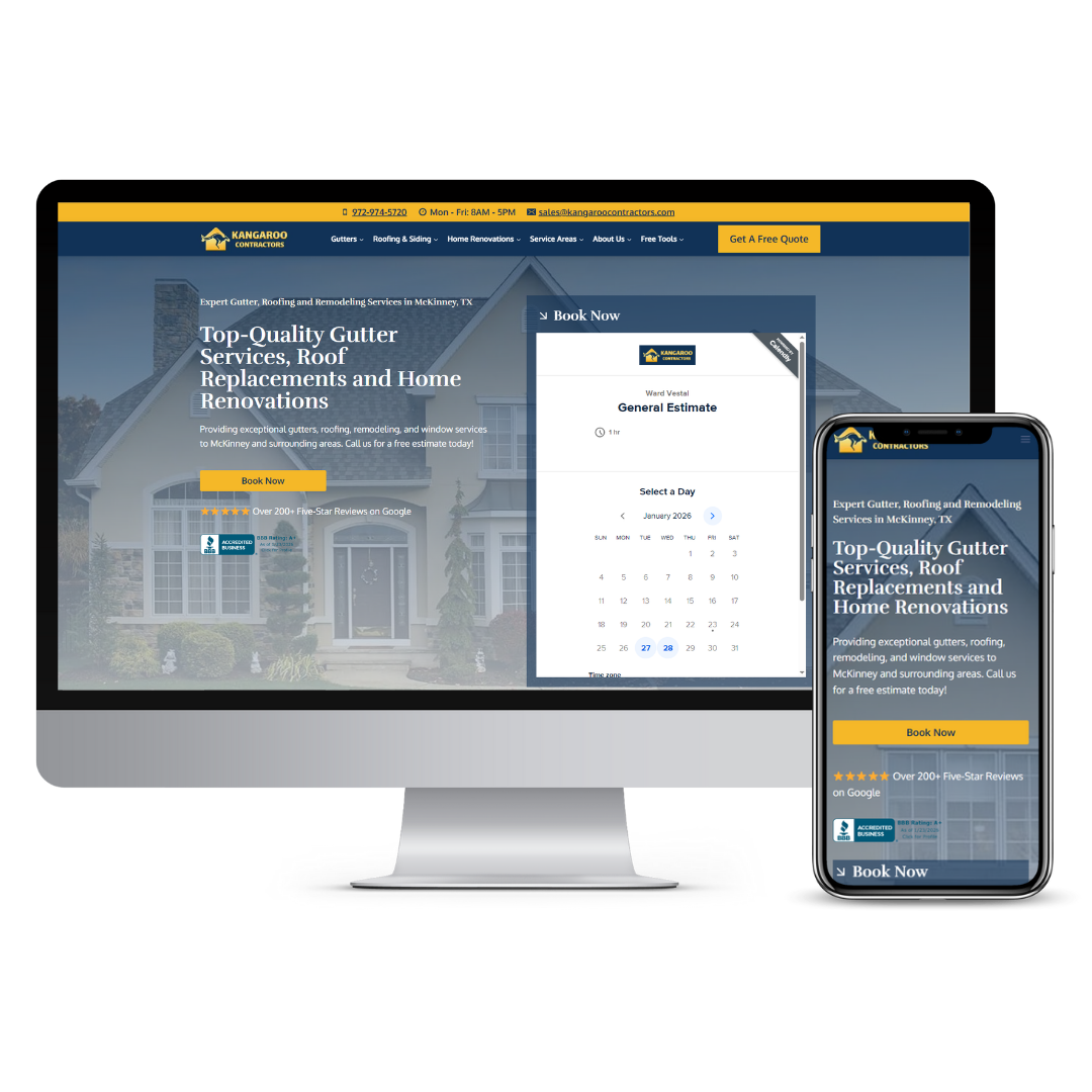 Kangaroo Contractors website mockup