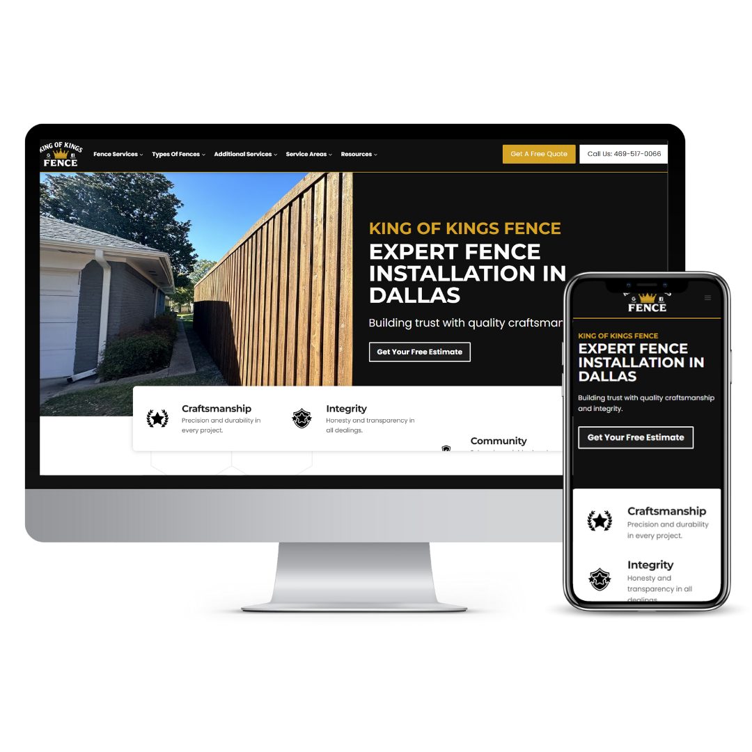 King Of Kings Fence website mockup