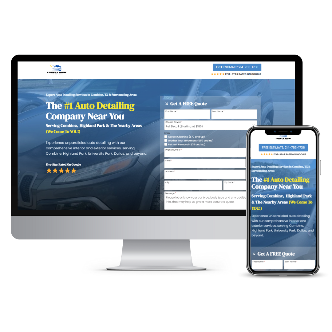 Lovely View Auto Detailing website mockup