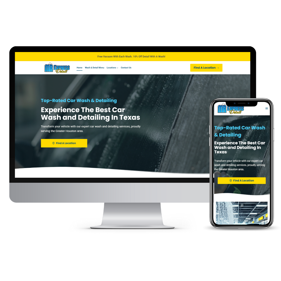 Mr Express Car Wash & Detail website mockup