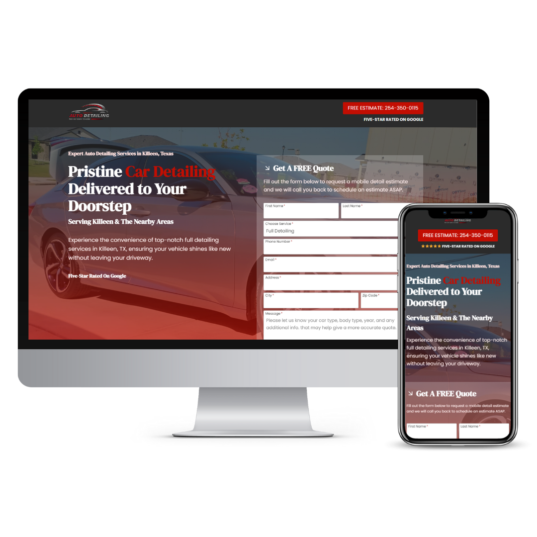 One Love Mobile Details website mockup