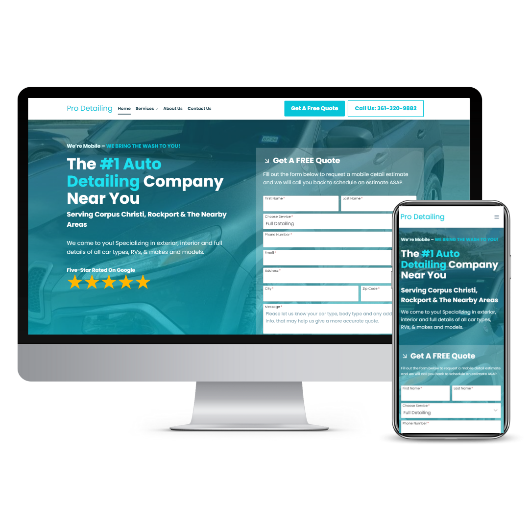 Pro Detailing website mockup