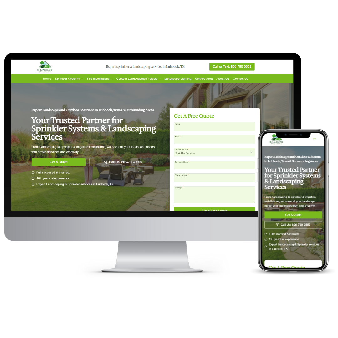 Rl Landscape website mockup