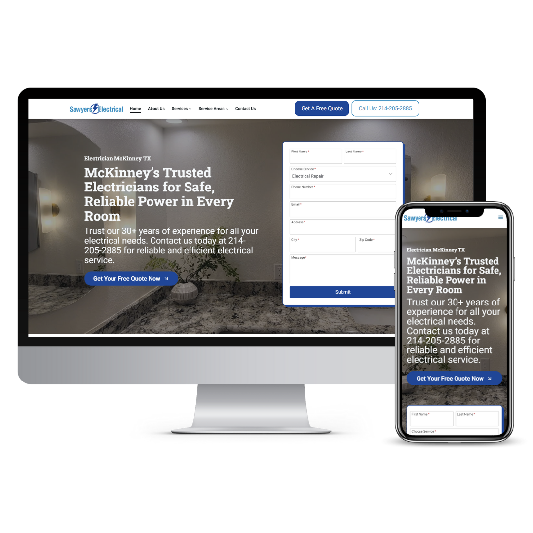 Sawyers Electric website mockup