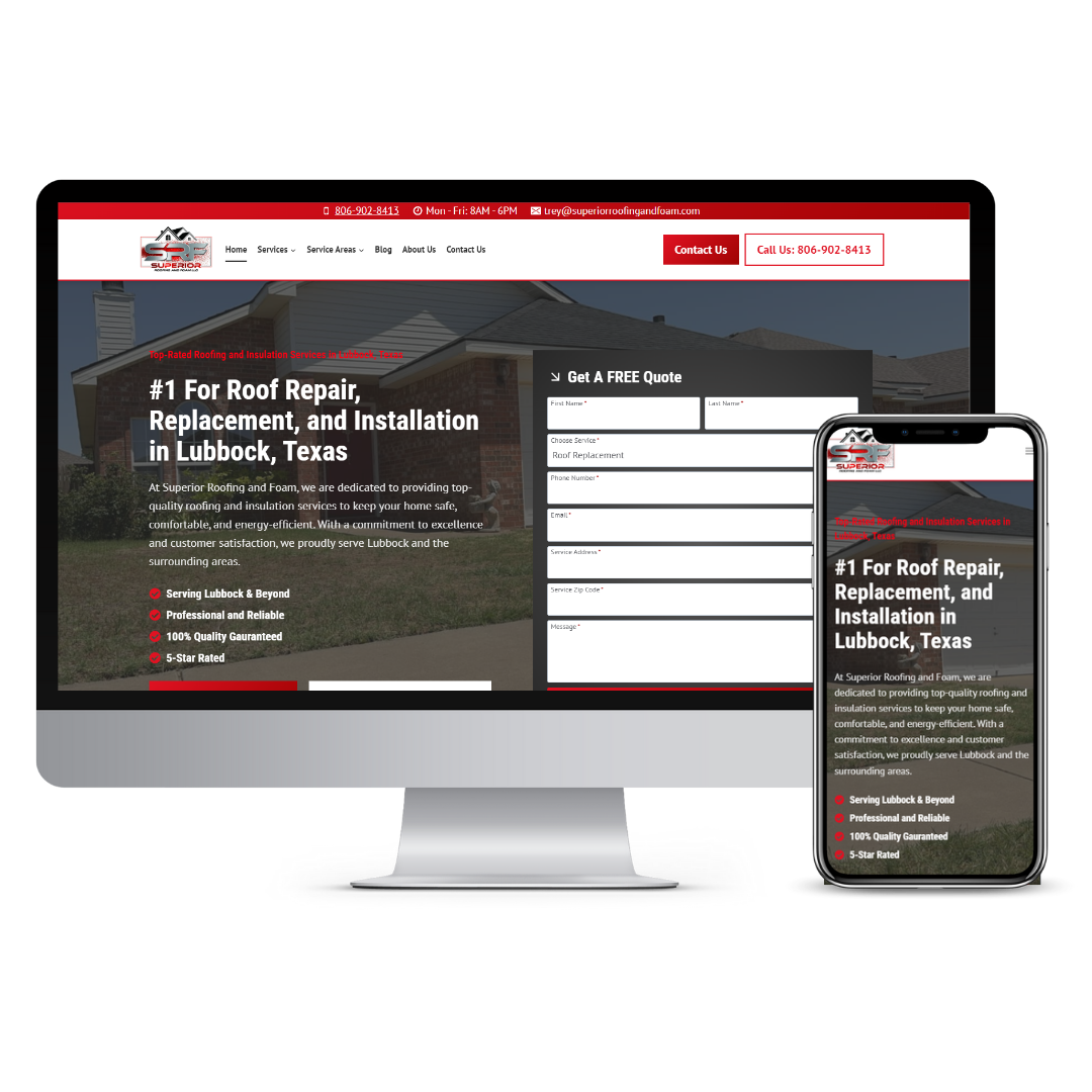 Superior Roofing and Foam website mockup