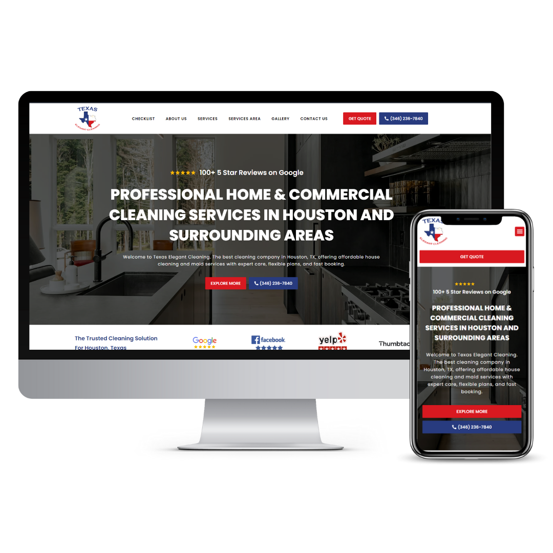 Texas Elegant Cleaning website mockup
