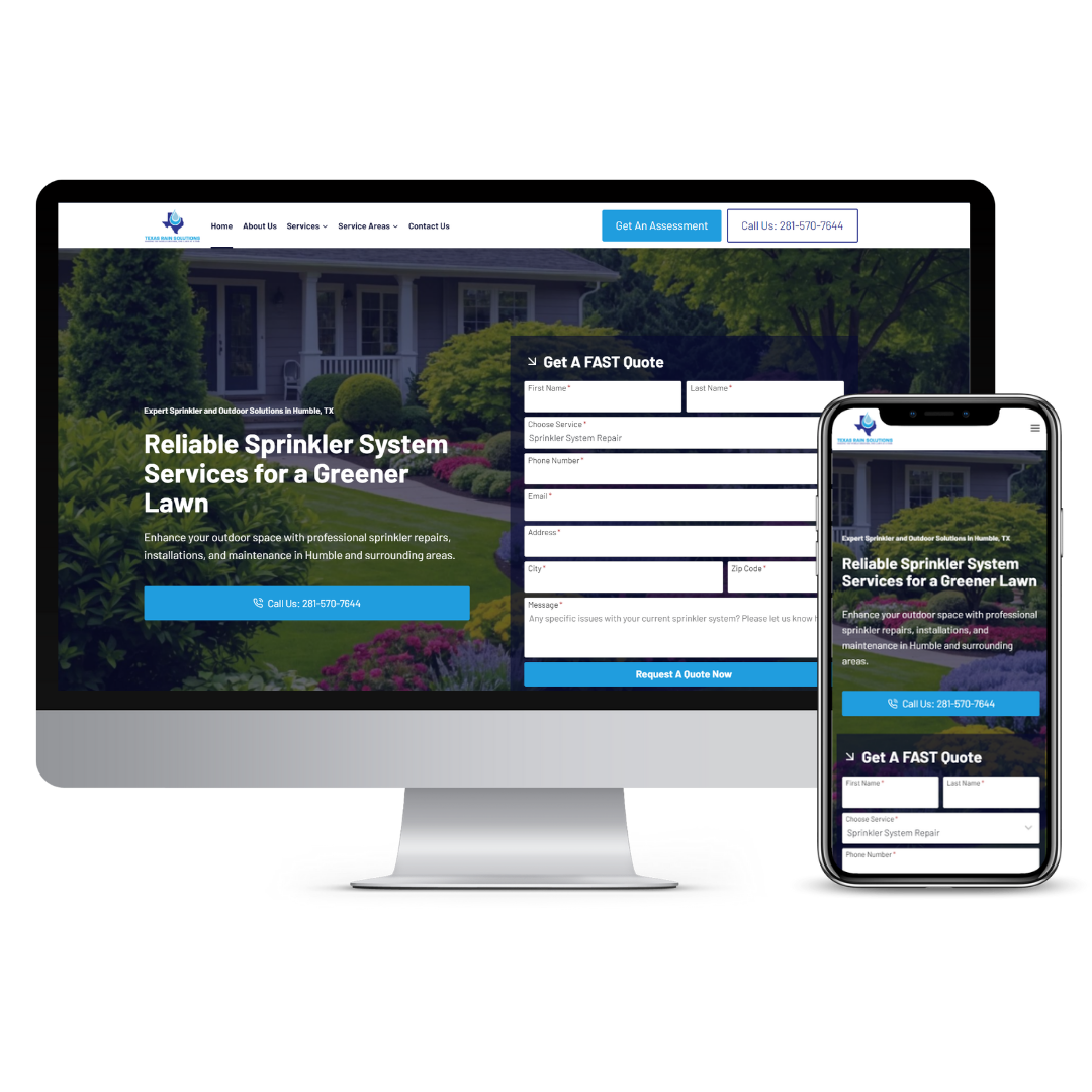 Texas Rain Solutions website mockup