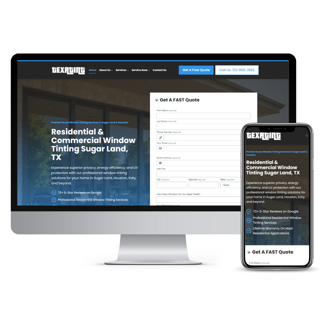 TexaTint website mockup