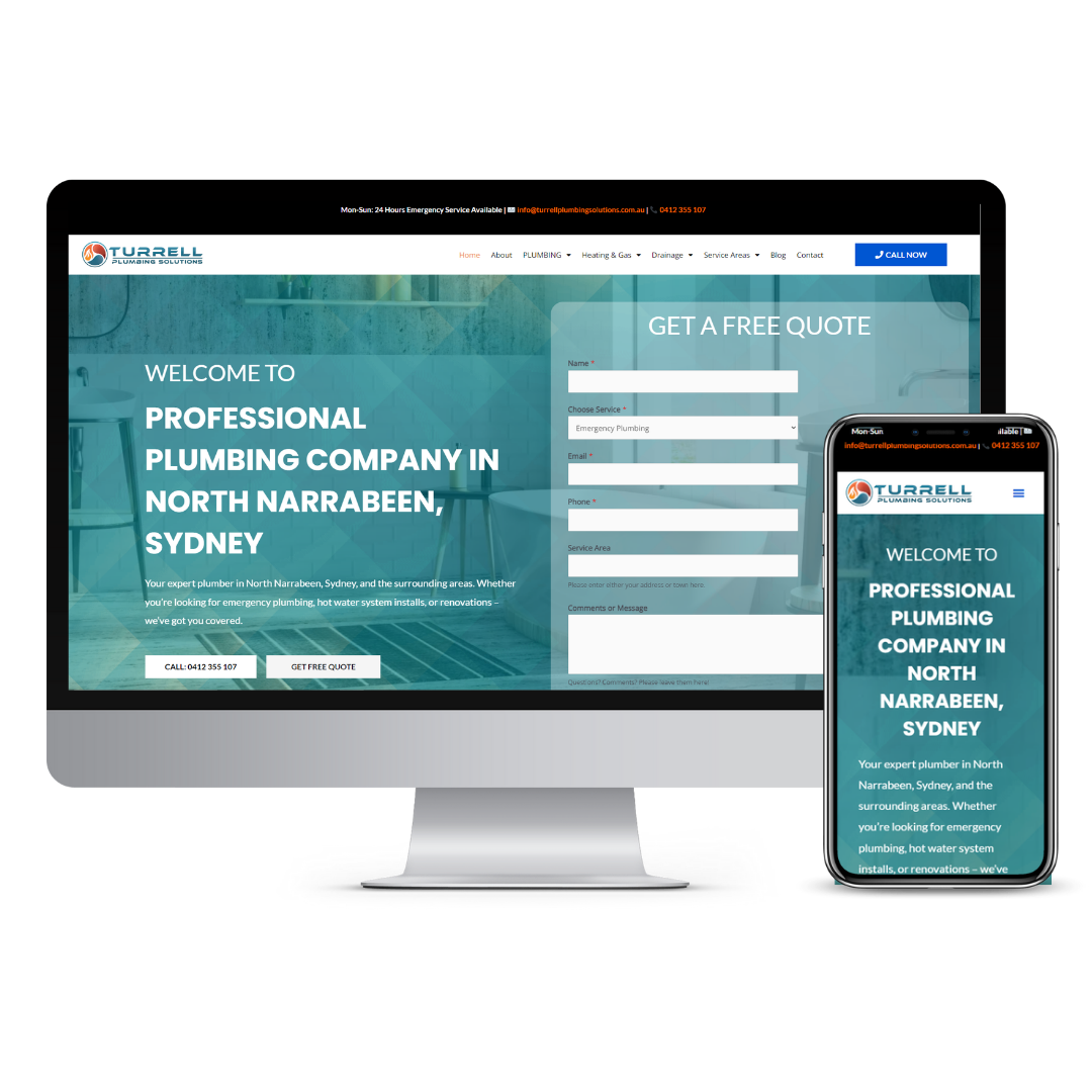 Turrell Plumbing Solutions website mockup
