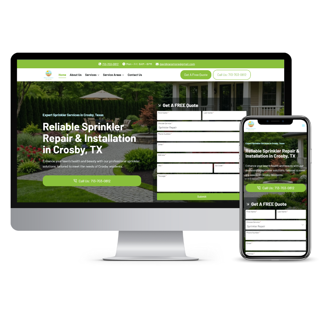 Waterworks Sprinklers website mockup